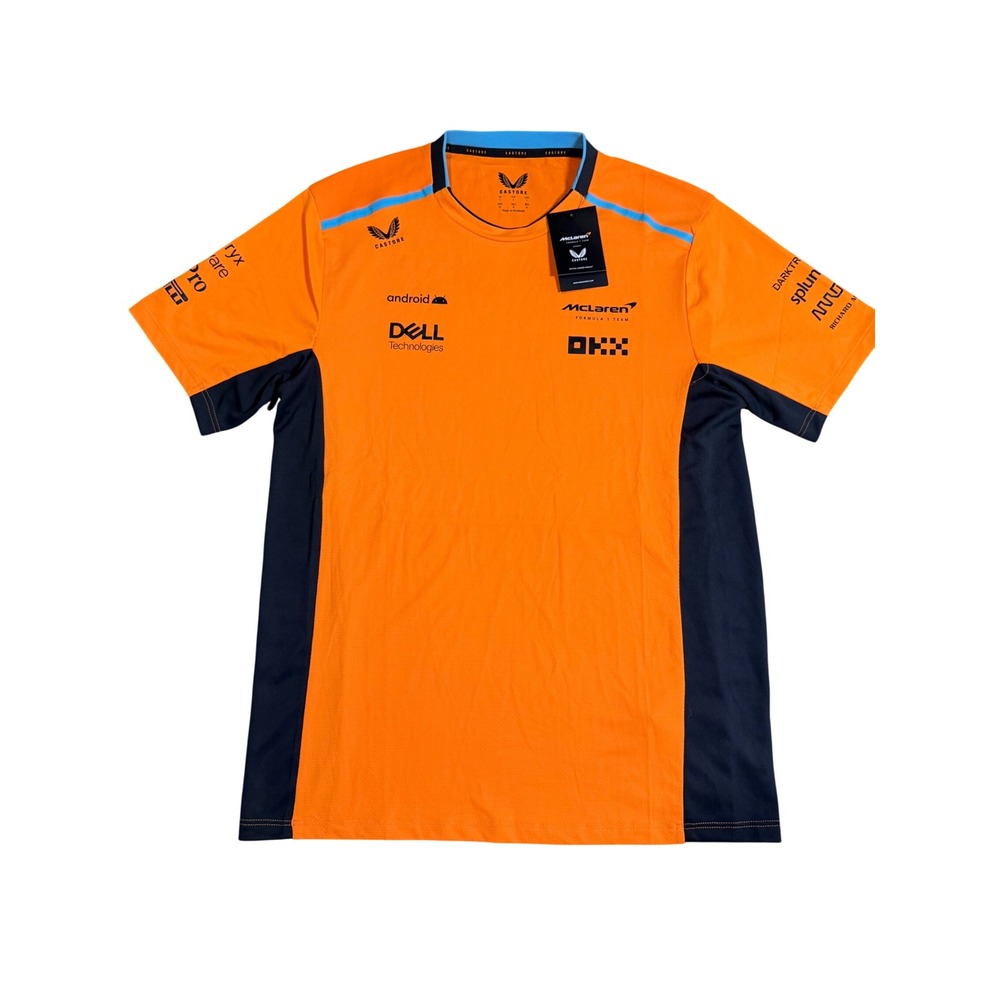 Castore McLaren F1 Team Mens Set Up T-Shirt Orange Anthracite Large NEW